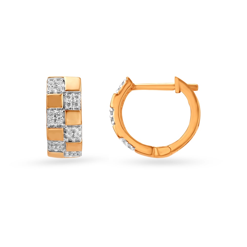 Block Diamond Hoop Earrings,,hi-res image number null