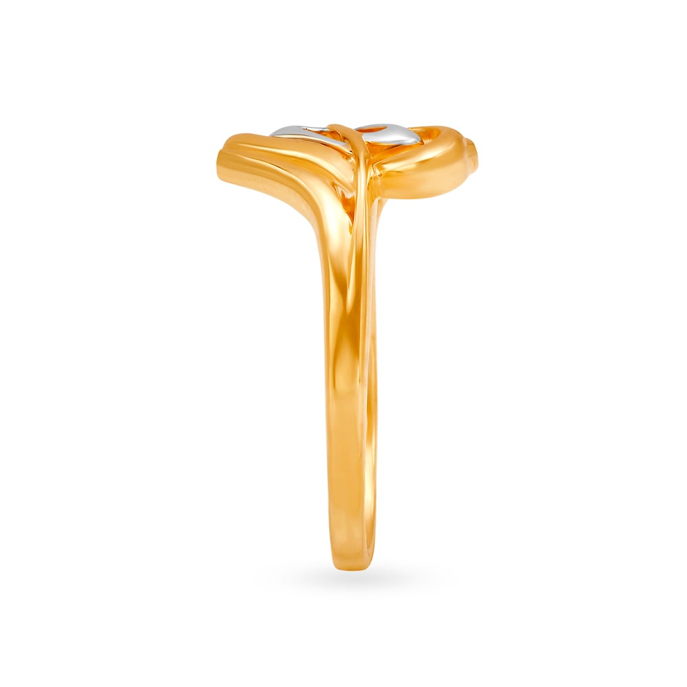 Graceful 22 Karat Gold Swirl Ring With Rhodium Finish,,hi-res image number null