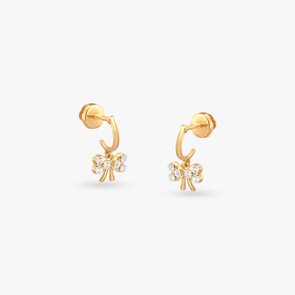 Bow Spark Diamond Hoop Earrings for Kids,,hi-res image number null