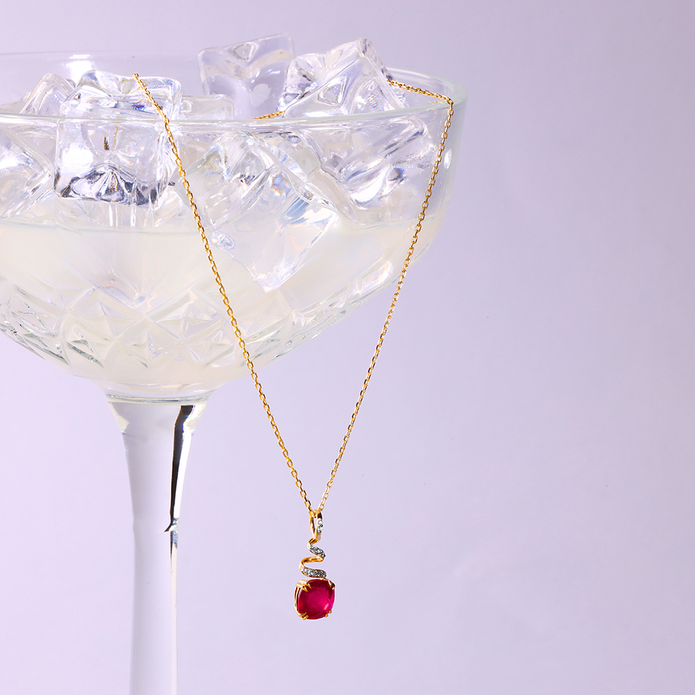Classically Chic 14KT Ruby & Diamond Pendant,,hi-res image number null