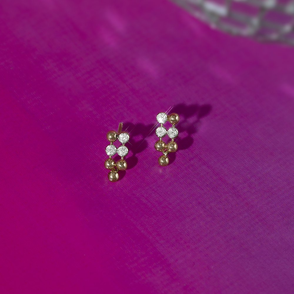Glam Bubble Gold & Diamond Stud Earrings,,hi-res image number null