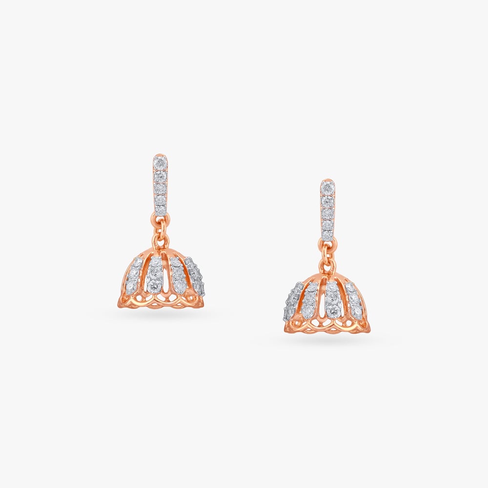 Twinkle Dome Diamond Jhumka Earrings for Kids,,hi-res image number null