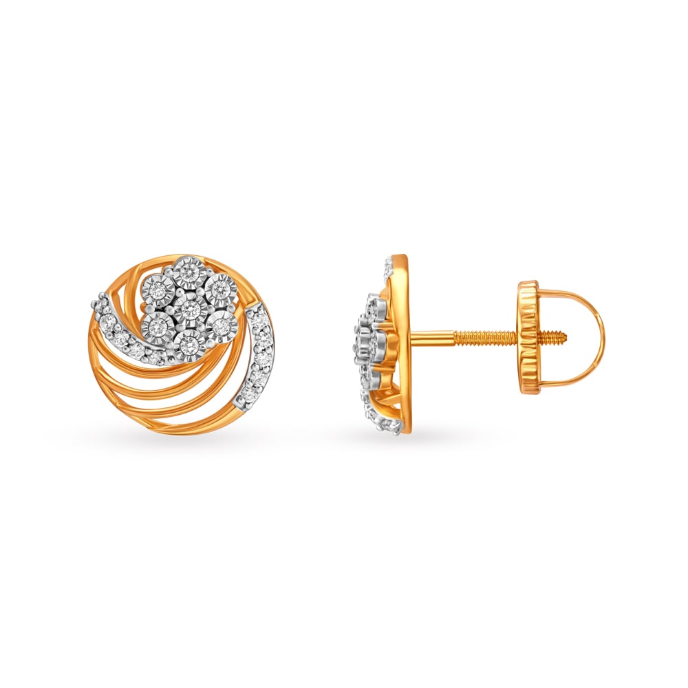 Chic Floral Diamond Stud Earrings,,hi-res image number null