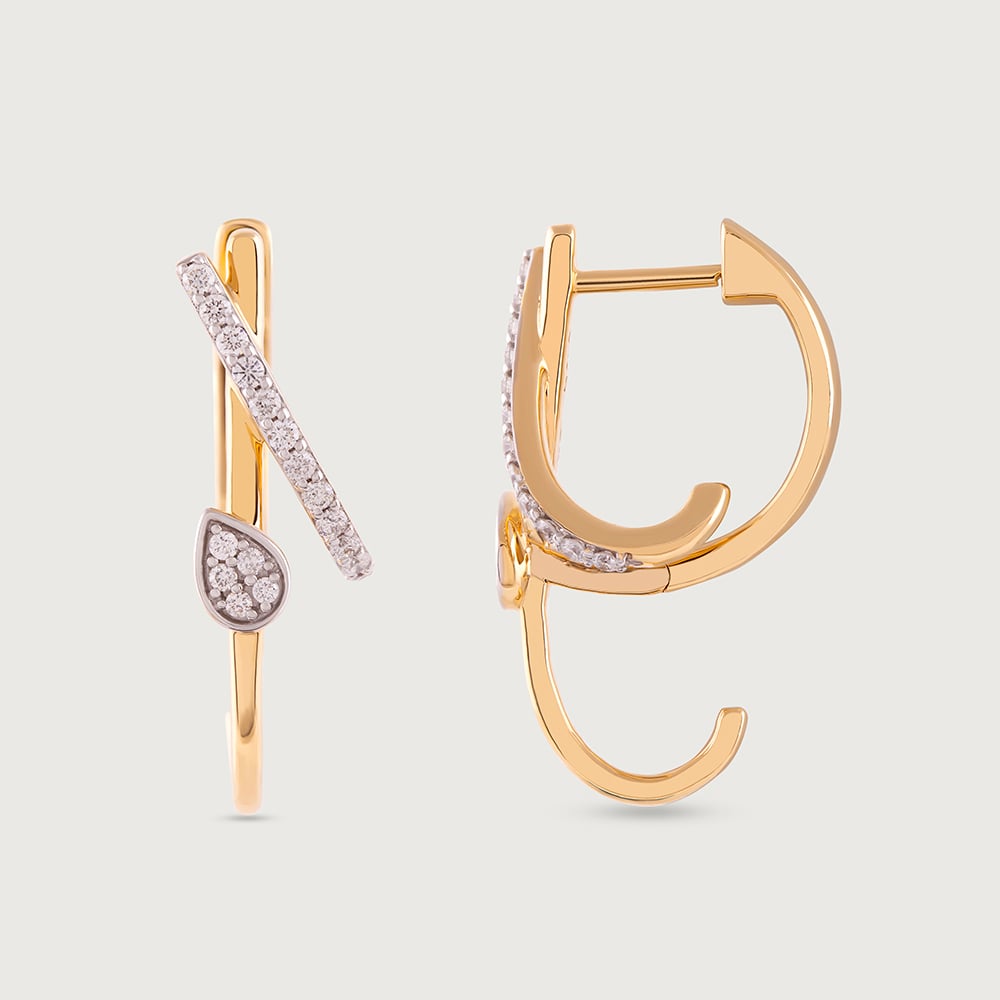 Radiant Spark Gold & Diamond Hoop Earrings,,hi-res image number null