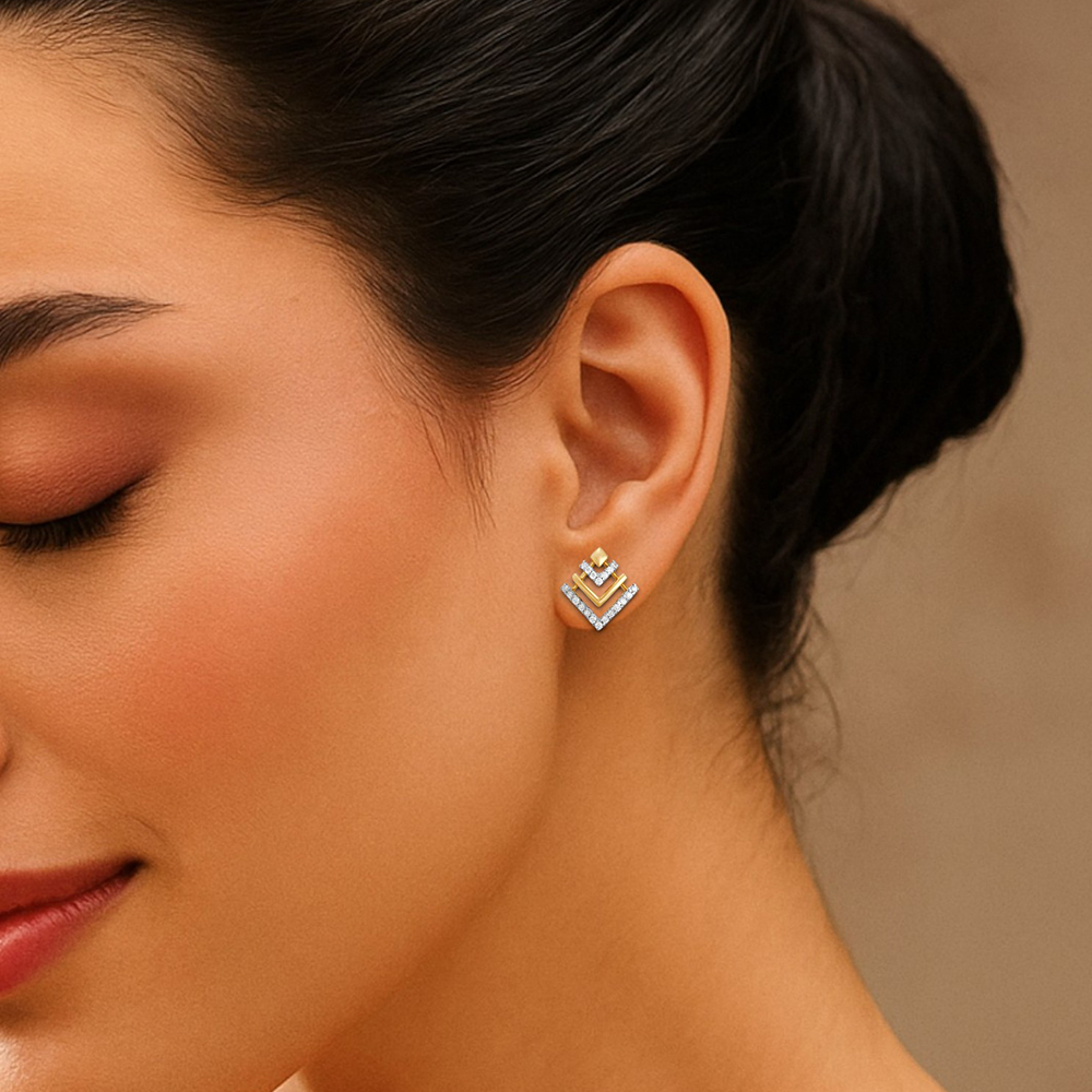 Sleek Chevron Diamond Stud Earrings,,hi-res image number null