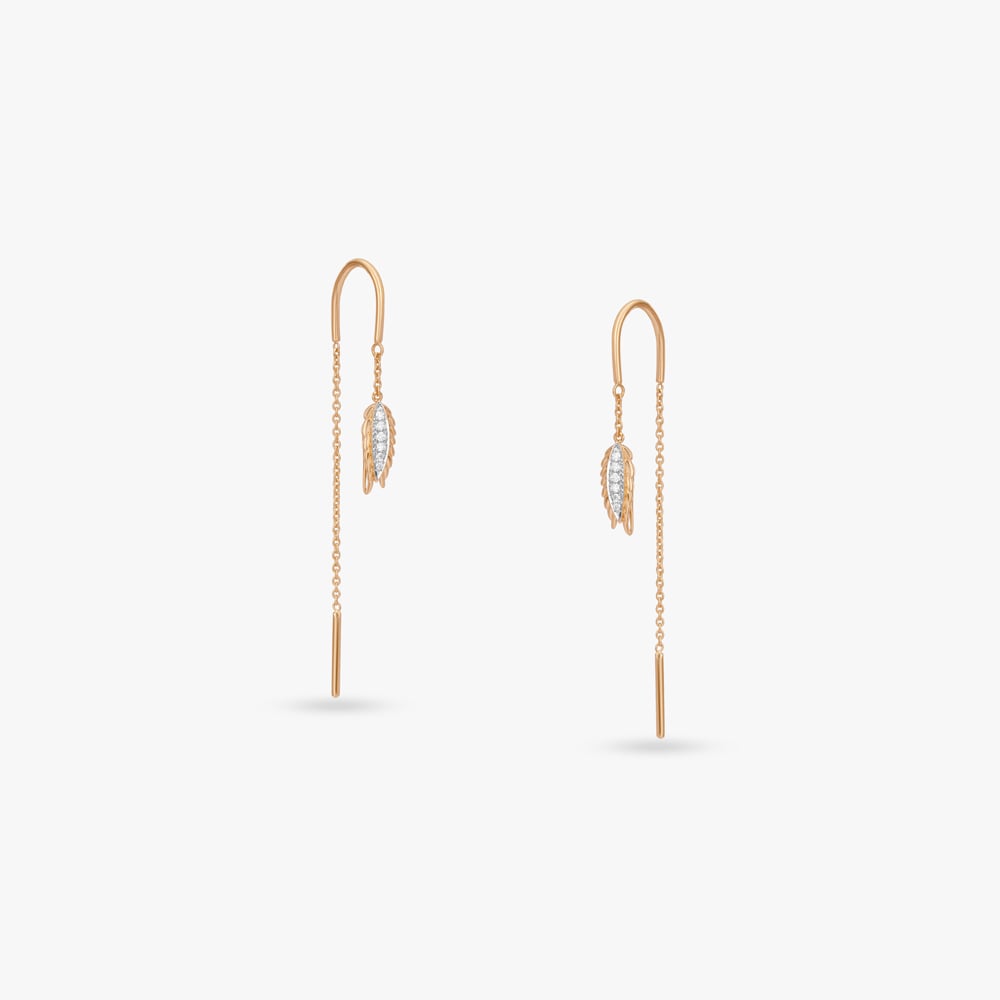 Feather Trace Diamond Drop Earrings,,hi-res image number null