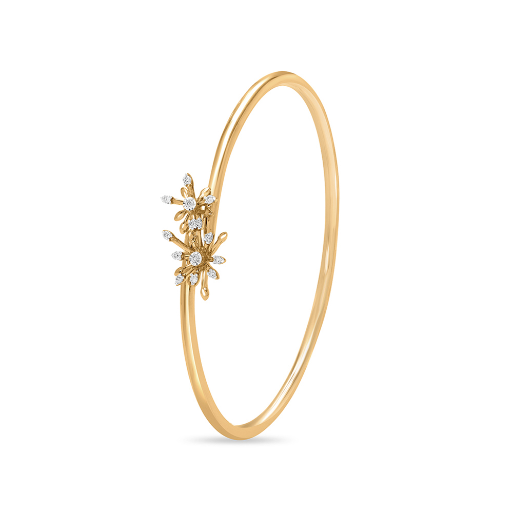14 KT Yellow And White Gold Starry Sky Diamond Bangle,,hi-res image number null