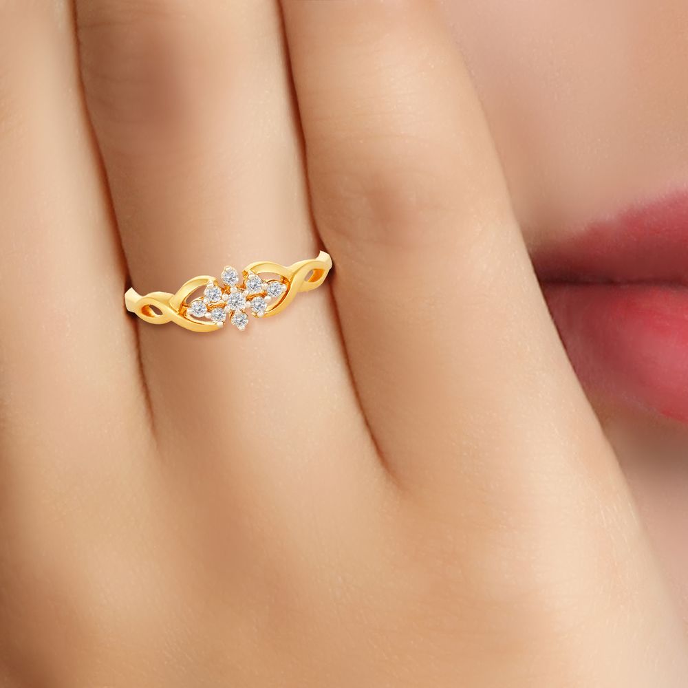Celestial 18 Karat Yellow Gold And Diamond Floral Intertwine Ring,,hi-res image number null