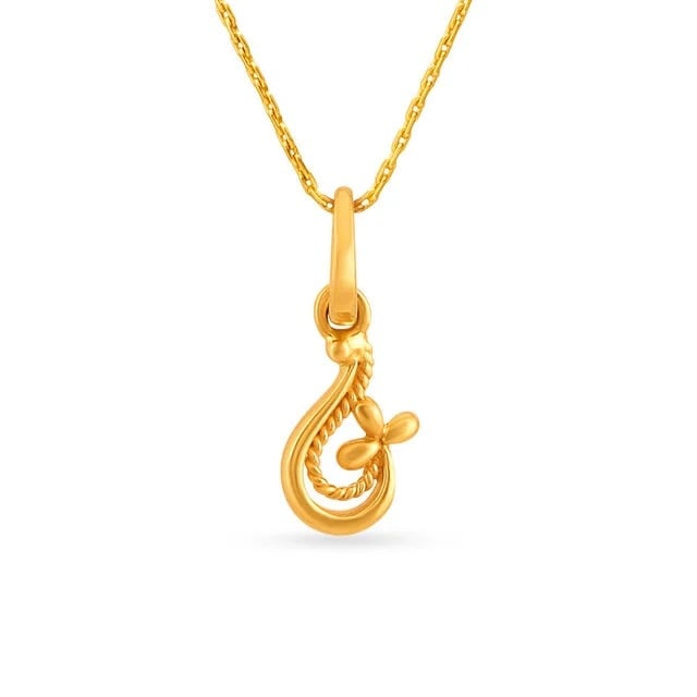 Surreal Modern Abstract Floral Gold Pendant,,hi-res image number null