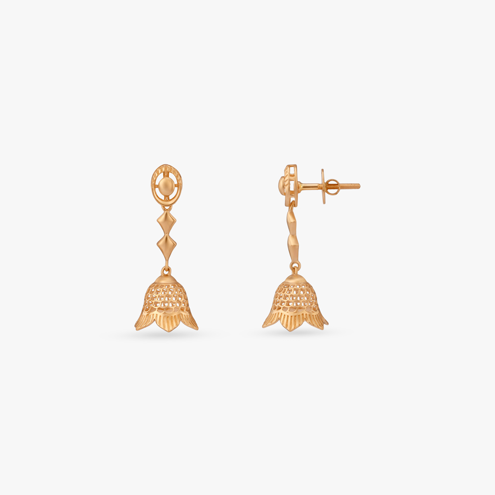 

Bloom Bell Gold Jhumka Earrings