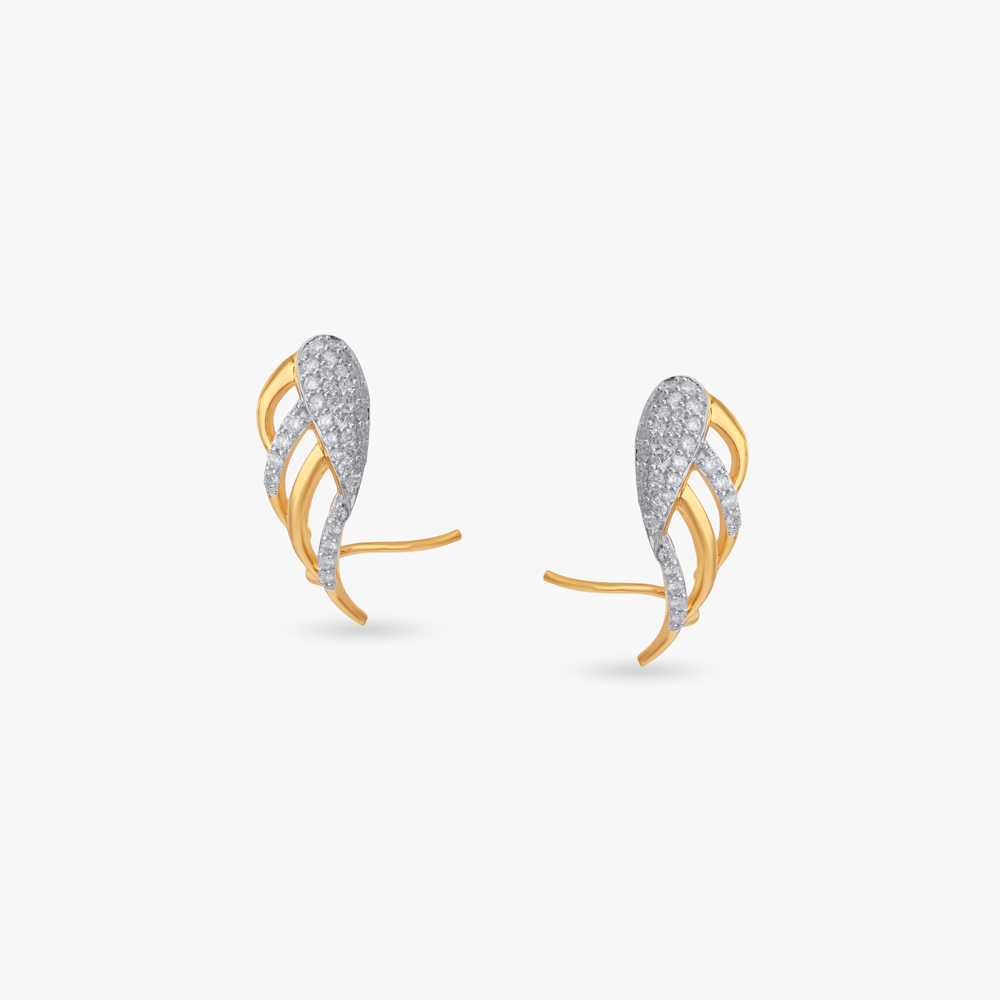 Interlaced Curve Diamond Stud Earrings,,hi-res image number null