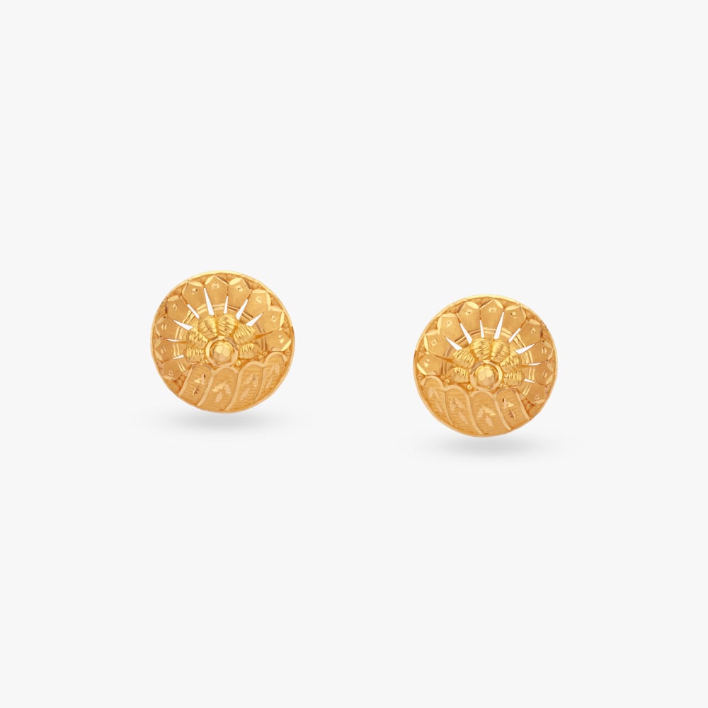

Lotus Dome Gold Stud Earrings