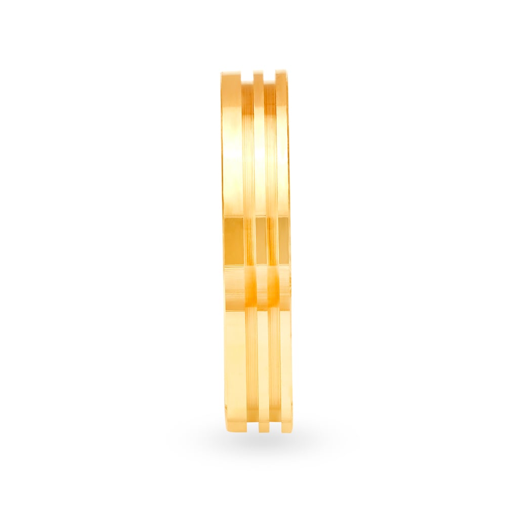 Handsome 22 Karat Yellow Gold Striped Band Finger Ring,,hi-res image number null