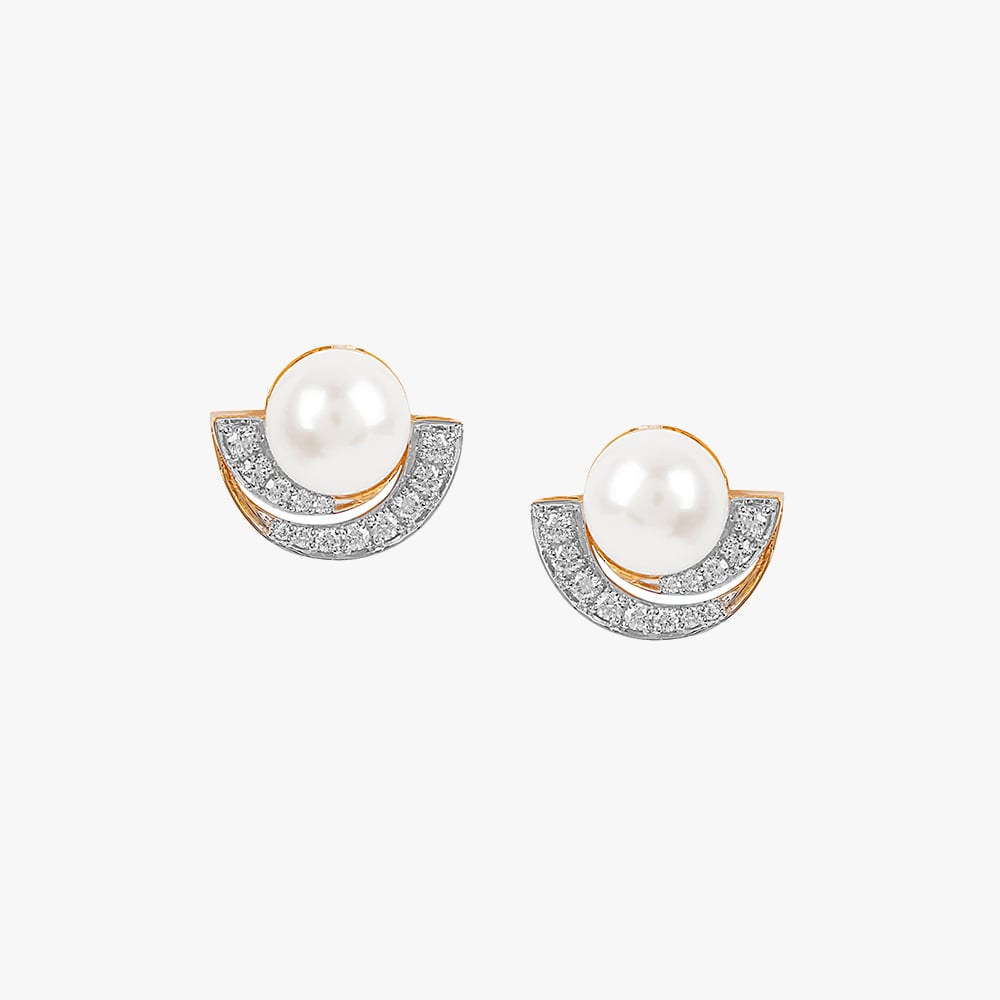Mooncrest Pearl Diamond Pendant with Chain and Earrings Set,,hi-res image number null