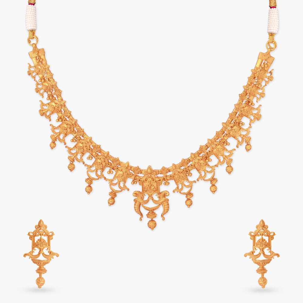 Flames of Progress Gold Necklace set,,hi-res image number null