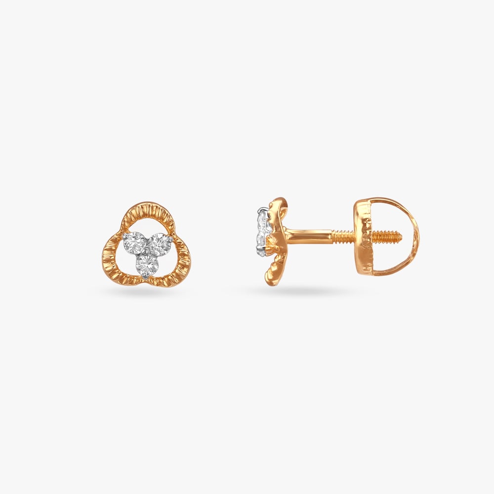 Tiny Trio Diamond Stud Earrings For Kids,,hi-res image number null