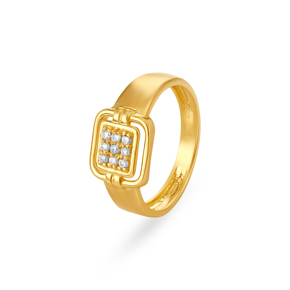 9 Stone Square Gold Finger Ring for Men