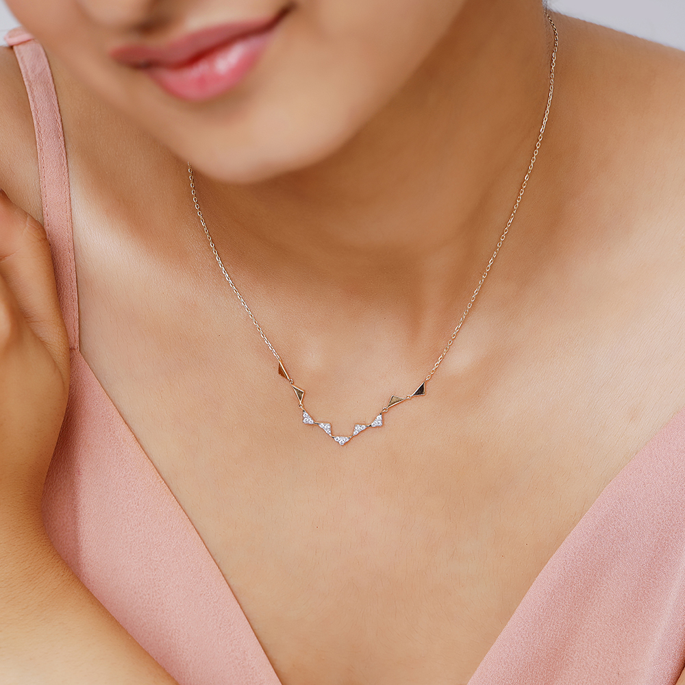14KT Yellow Gold Divine Peaks Diamond Necklace,,hi-res image number null