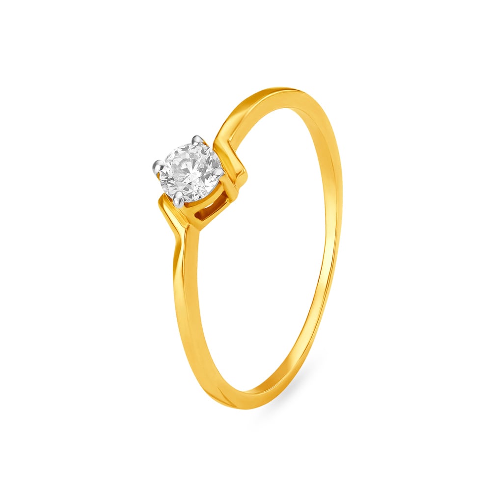 Slender and Minimalistic Single Stone Solitaire Ring