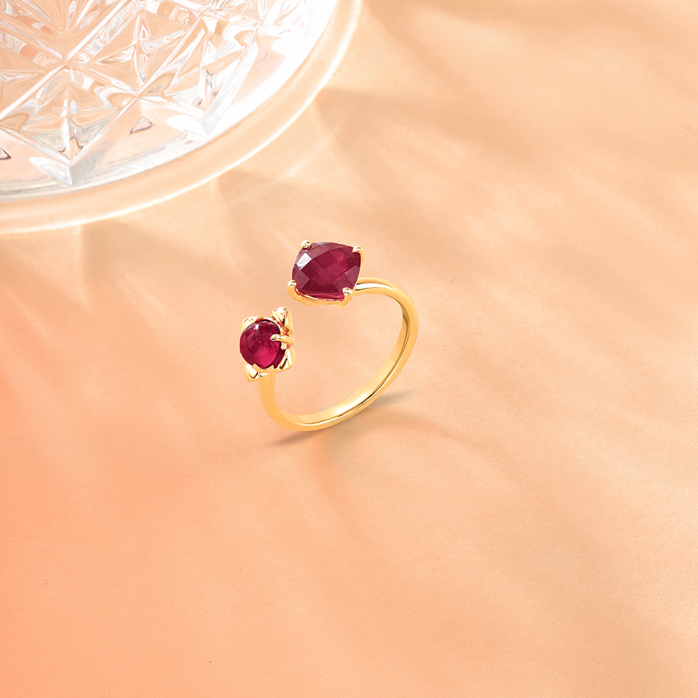 Crimson Clinks  14KT Ruby Finger Ring,,hi-res image number null
