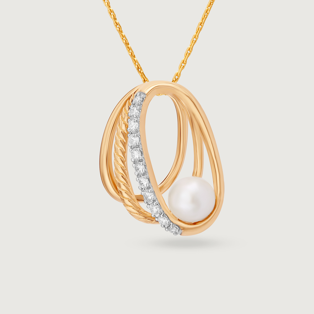 Pretty Cosmic Reverie 14KT Diamond and Pearl Pendant,,hi-res image number null