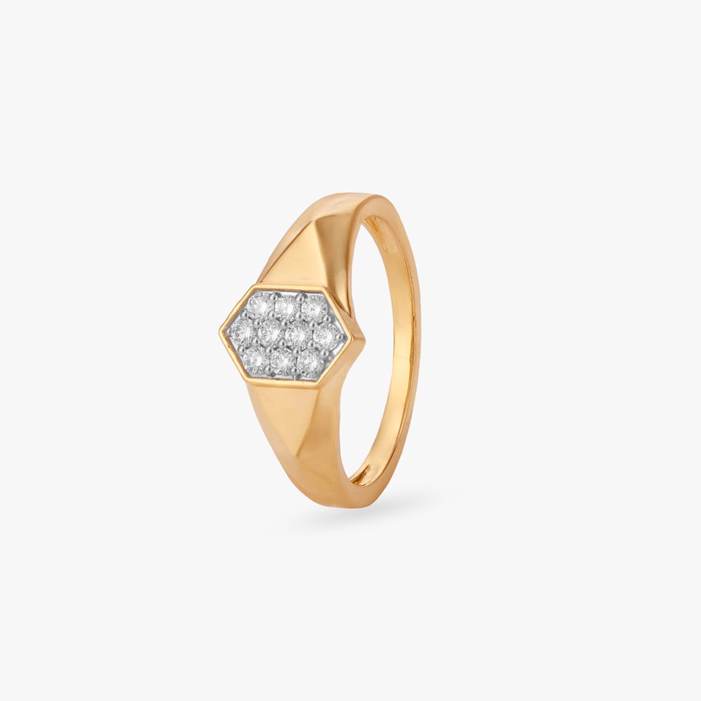 Sleek Geometric Diamond Finger Ring for Men,,hi-res image number null