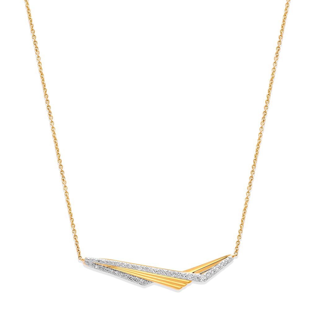 14KT Yellow Gold Stunning Wide-V Shaped Diamond Necklace,,hi-res image number null