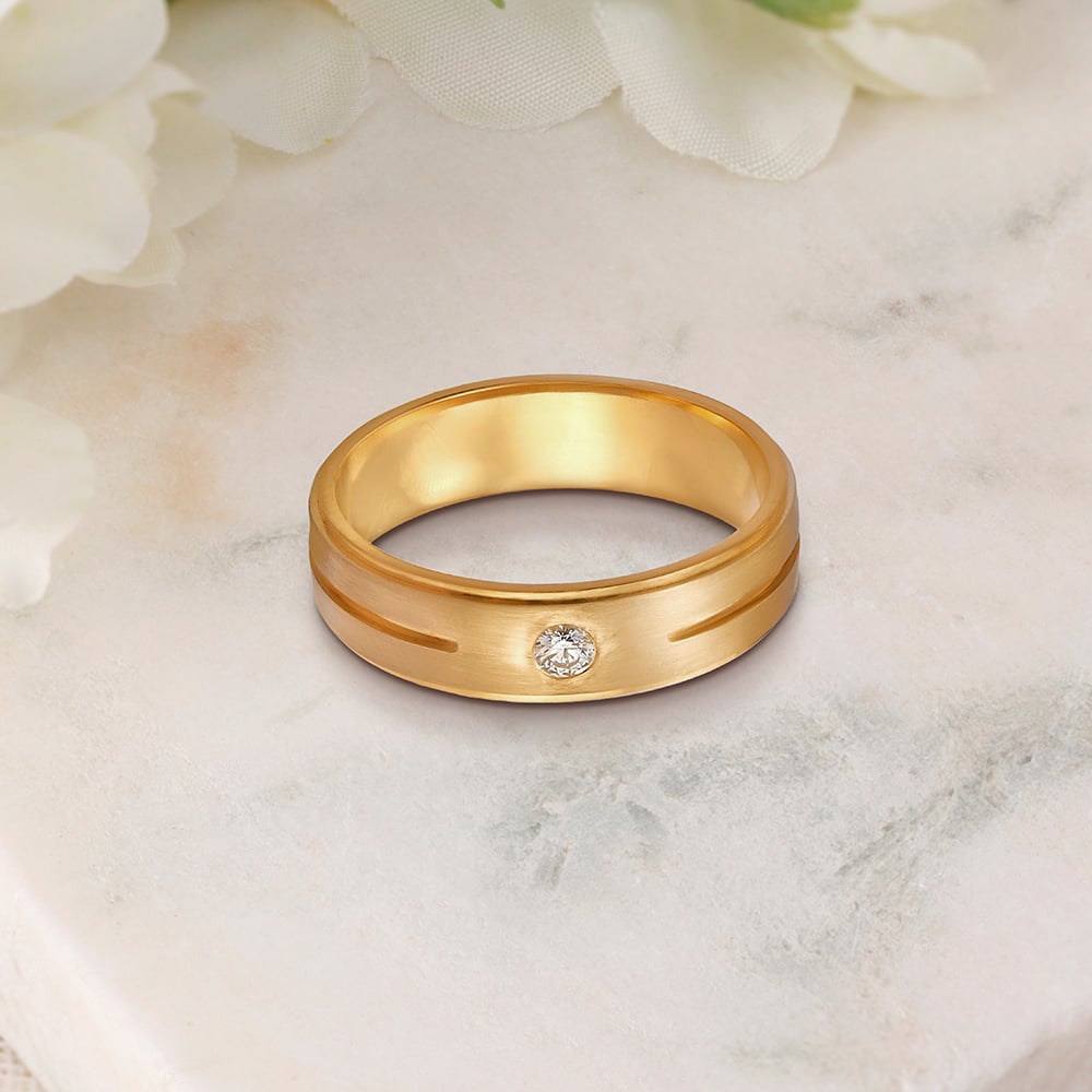 Fancy Traditional Gold and Diamond Finger Ring for Men