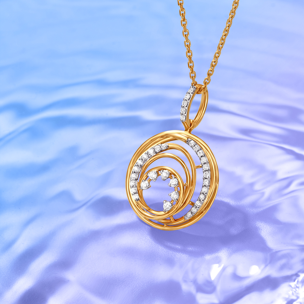 Golden Grooves Diamond Pendant,,hi-res image number null