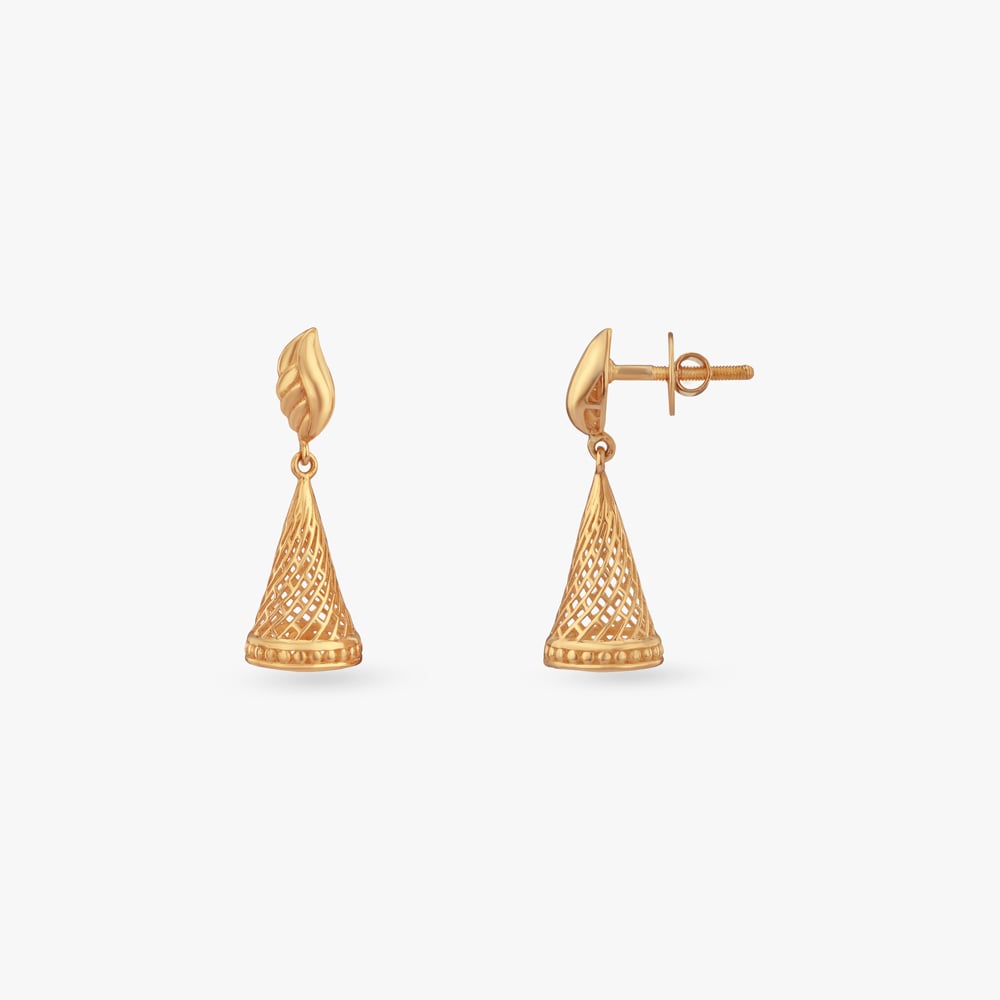 

Mesh Grace Gold Jhumka Earrings
