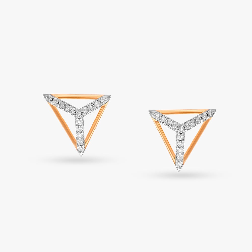 Graceful Triangle Diamond Stud Earrings