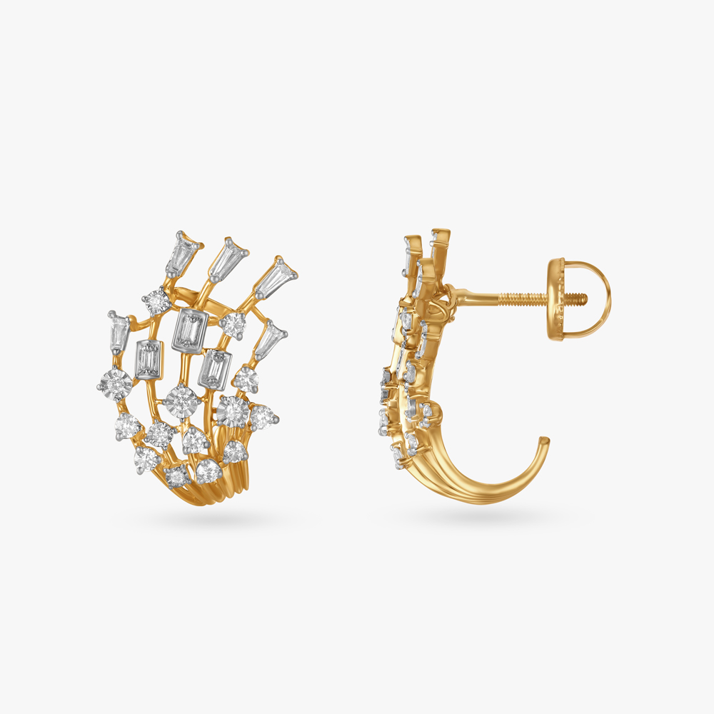 Shimmering Curves Diamond Stud Earrings,,hi-res image number null