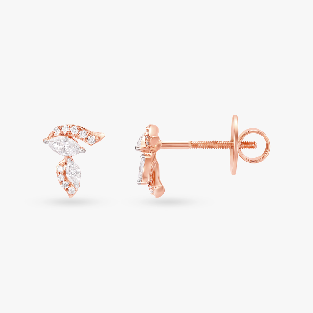 Leaflet Diamond Stud Earrings,,hi-res image number null