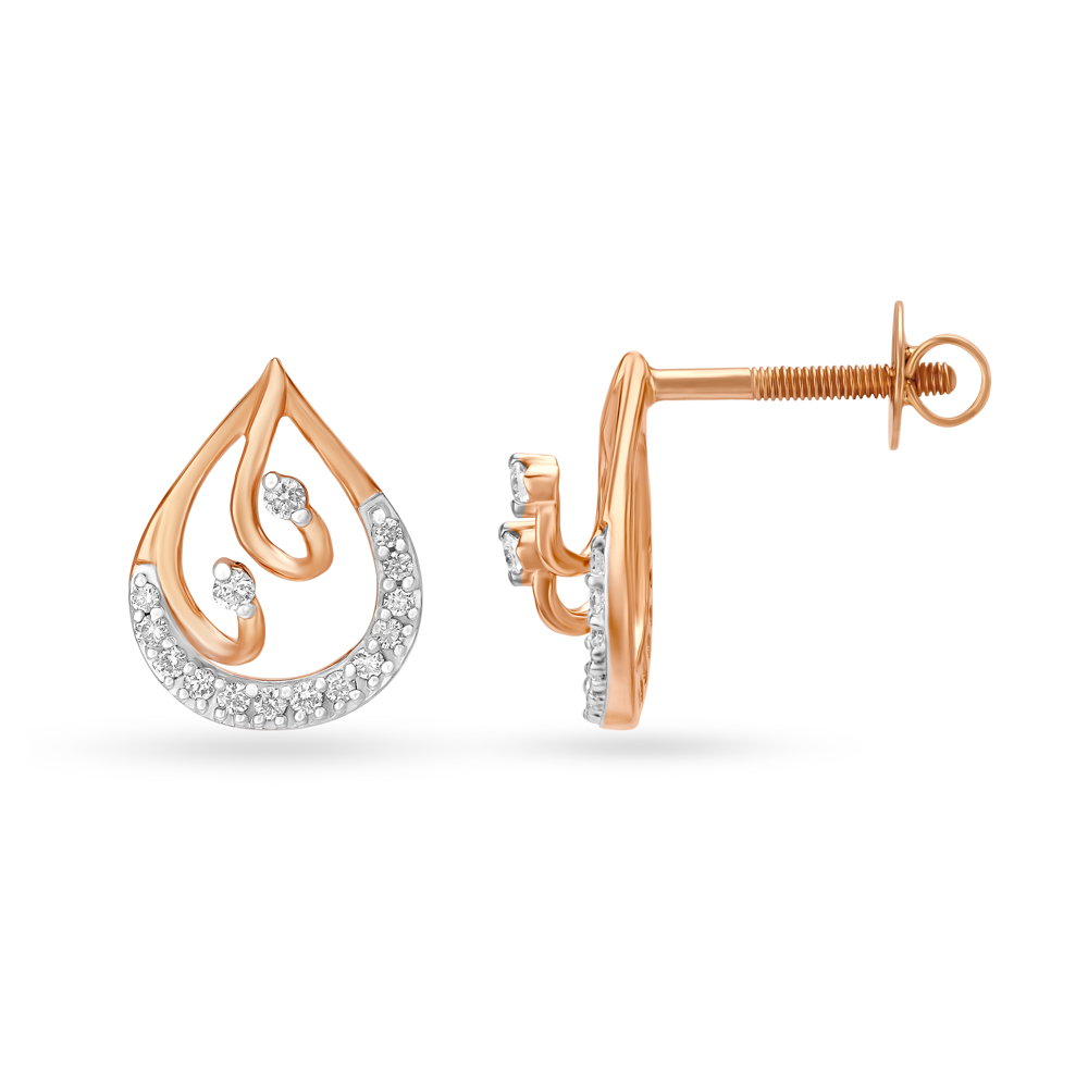 Majestic Teardrop Shaped Rose Gold and Diamond Pendant and Earrings Set,,hi-res image number null