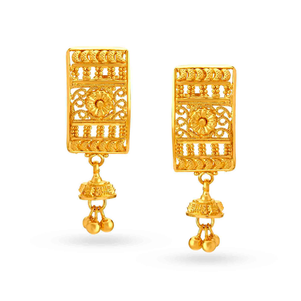 Elongated Gold Drop Earrings