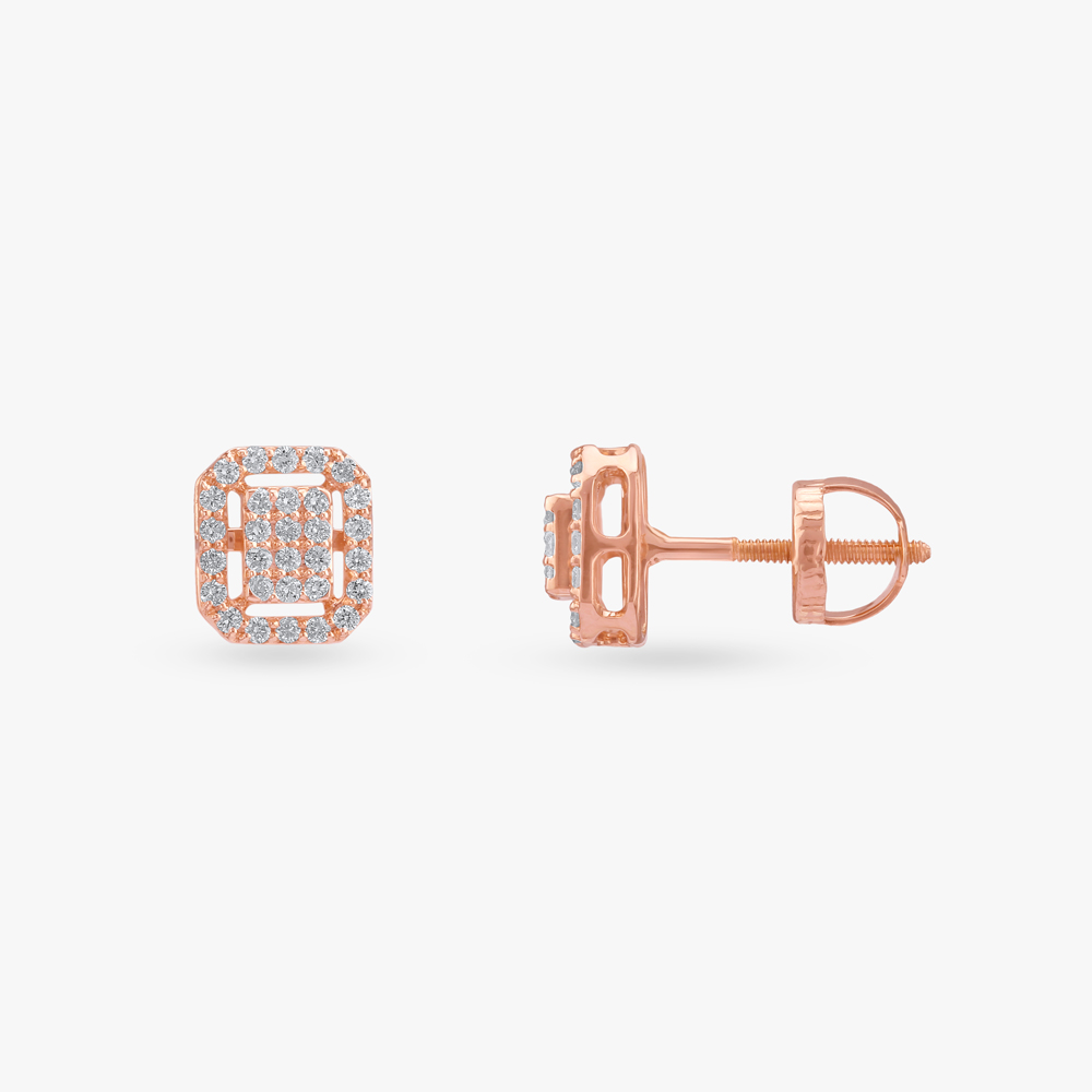 Gleam Grid Diamond Stud Earrings,,hi-res image number null