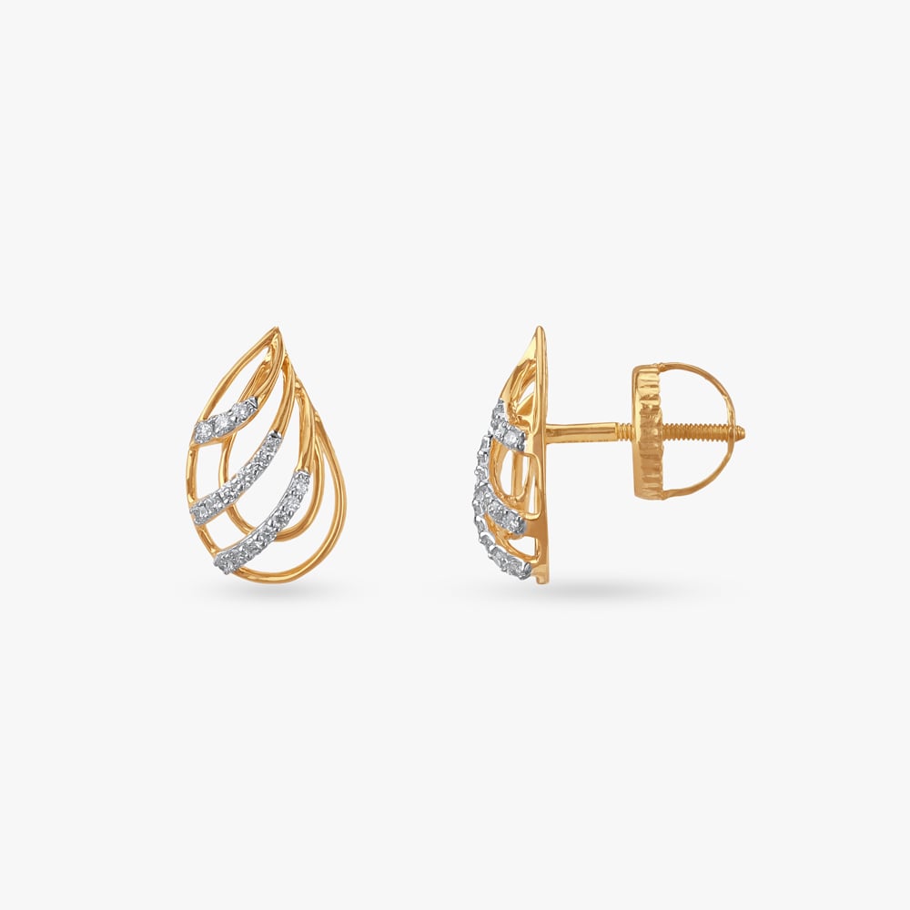 Flowing Dewdrop Diamond Stud Earrings,,hi-res image number null