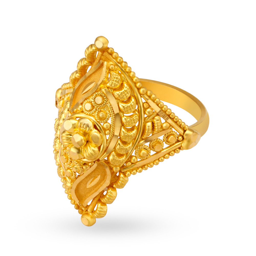 Enchanting Rhombic Gold Finger Ring,,hi-res image number null