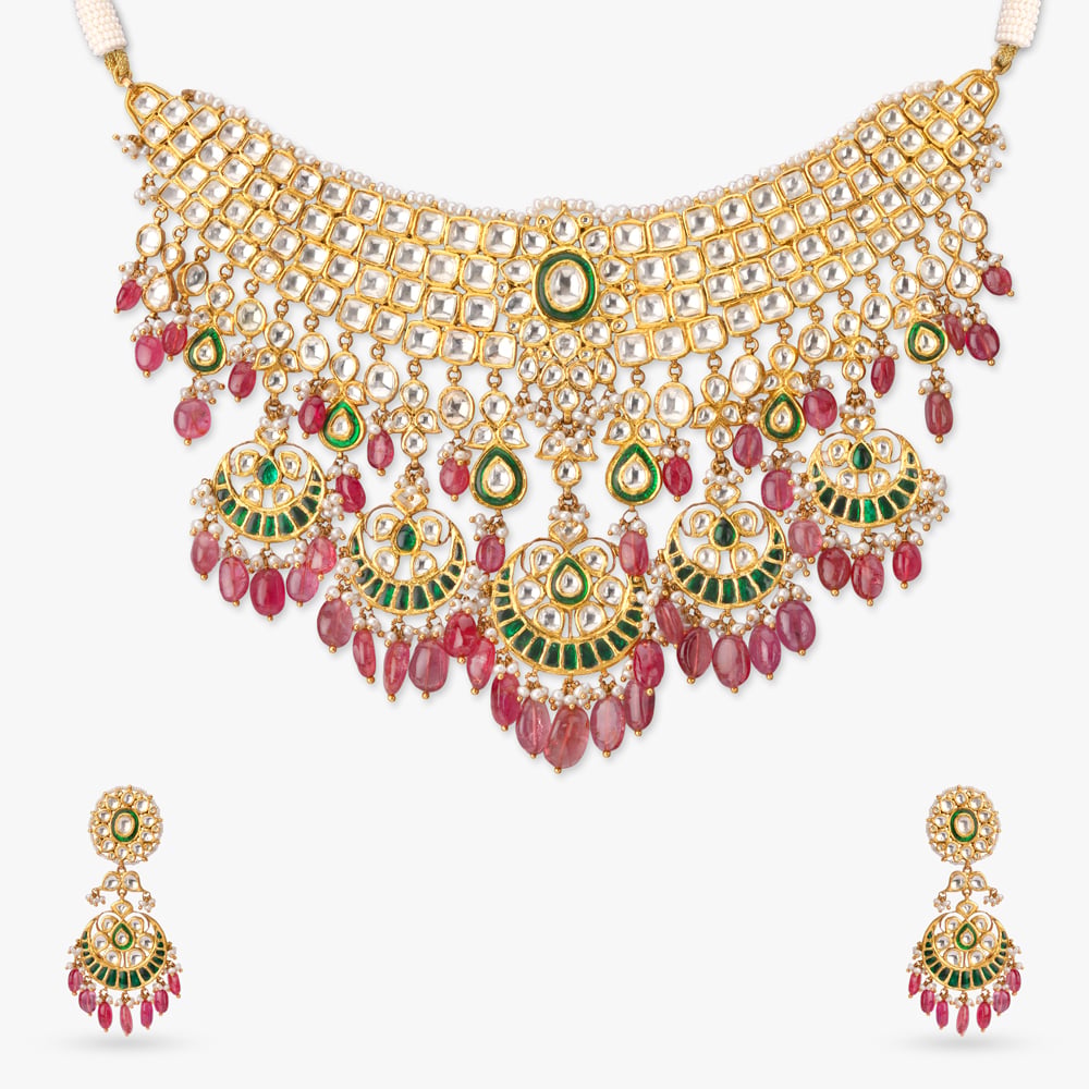 Palace Mosaic Gold Necklace Set,,hi-res image number null