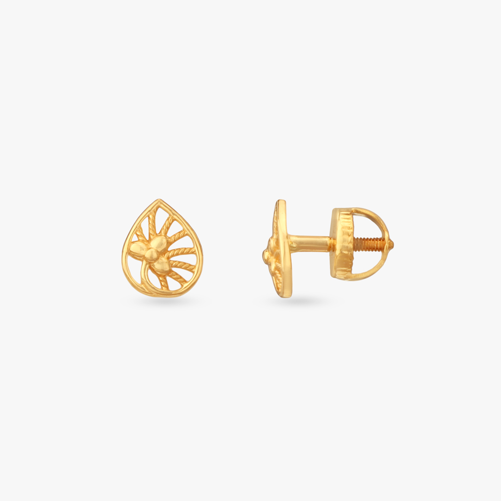 Little Petal Gold Stud Earrings for Kids,,hi-res image number null