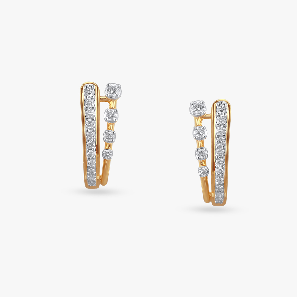Chic Twist Diamond Hoop Earrings,,hi-res image number null