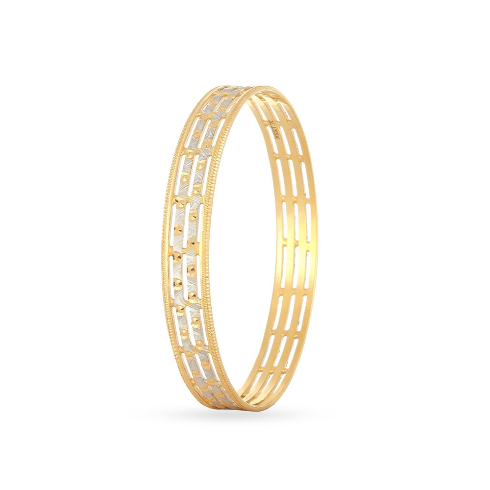 Hypnotic Yellow Gold Etched Bangles,,hi-res image number null