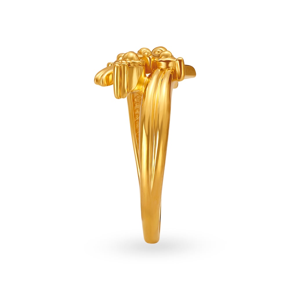 Beautiful 22 Karat Yellow Gold Floral Finger Ring,,hi-res image number null