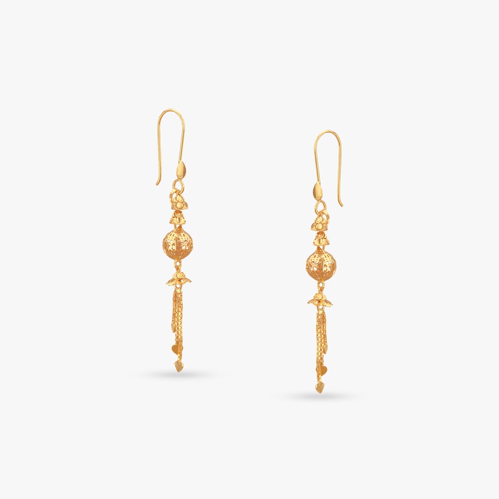 

Filigree Ball Gold Hoop Earrings