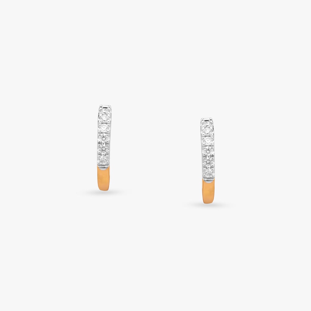 Graceful 18 Karat Yellow Gold And Diamond Earrings,,hi-res image number null
