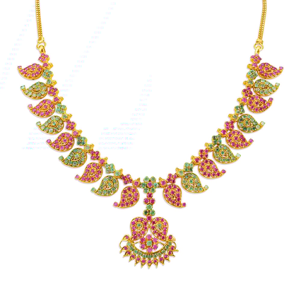 Opulent Ruby and Emerald Gold Necklace,,hi-res image number null
