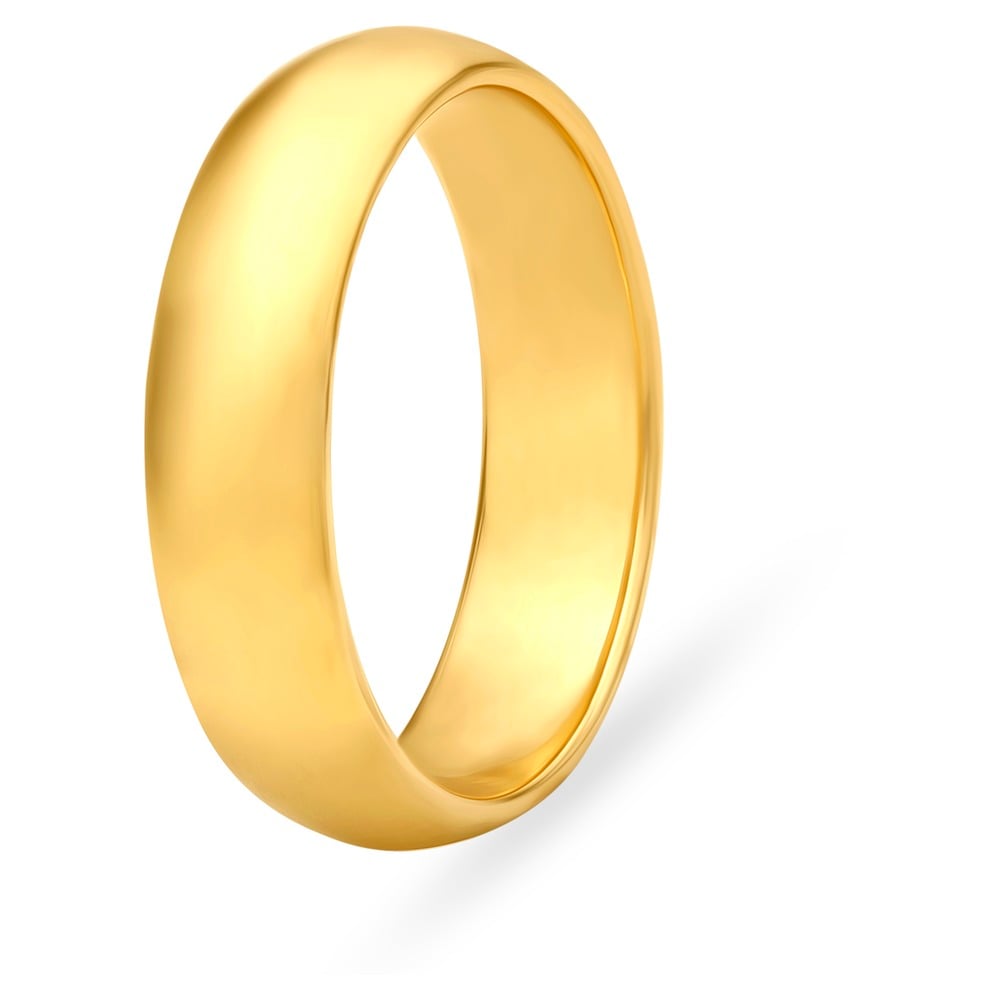 Mens Yellow Gold Wedding Ring with Bark Cross Finish