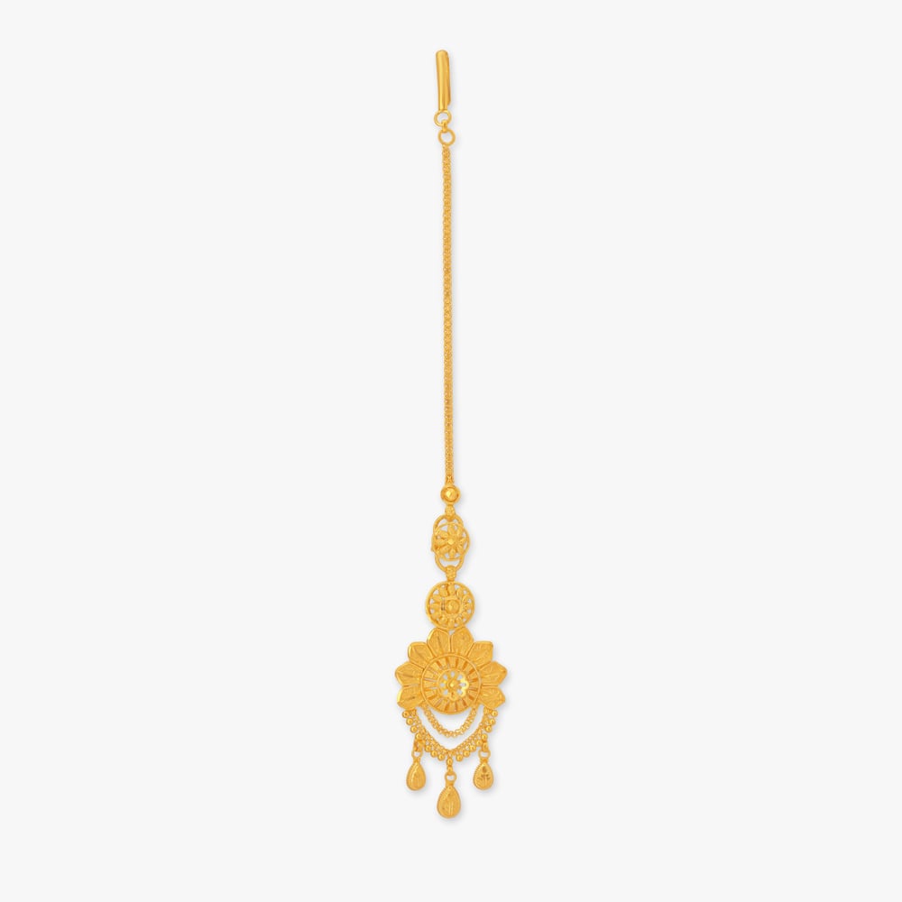 Vine Medallion Gold Maang Tikka,,hi-res image number null
