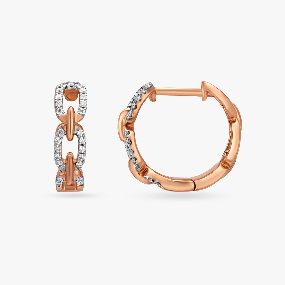 Elegant Link Diamond Hoop Earrings,,hi-res image number null