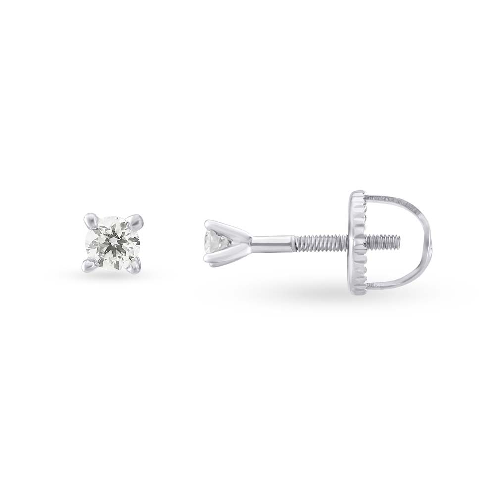 Minimalistic Floral Diamond Stud Earrings in White Gold,,hi-res image number null